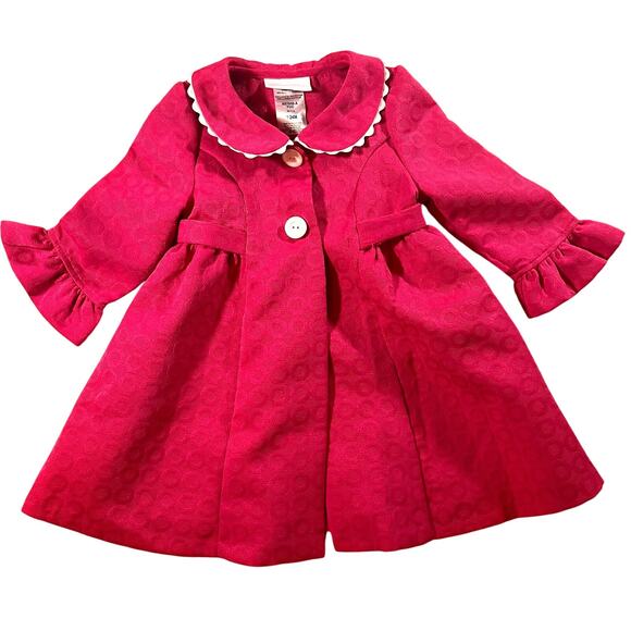 Girls Pink Coat with Bows - 24 Months Bonnie Baby Dressy Coat - Picture 1 of 11